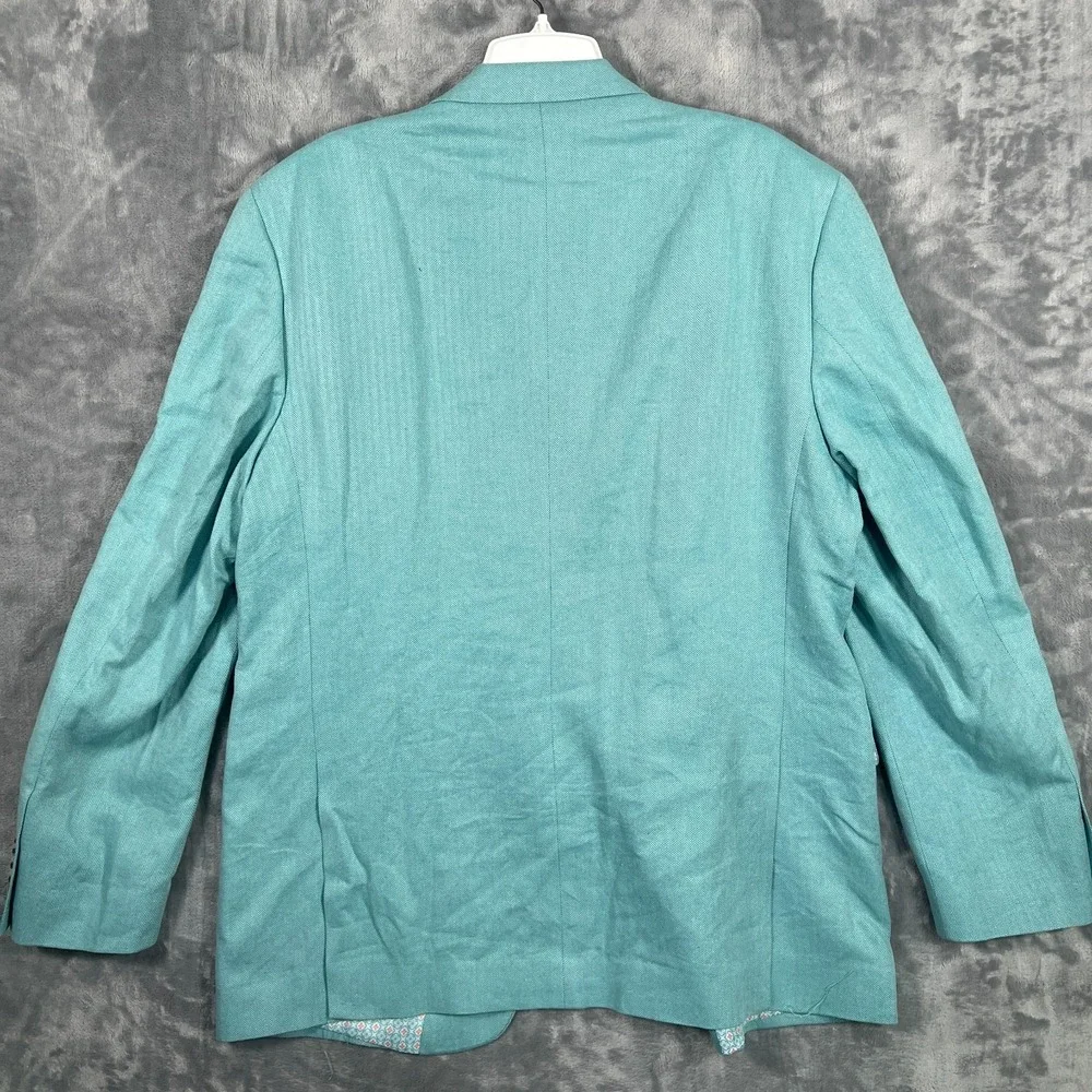 Alan Flusser Linen Blend Green Blazer Mens XL 46 Sport Coat Suit Jacket Lined